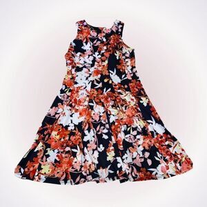 Julian Taylor orange and black floral sleeveless dress | Sz 12